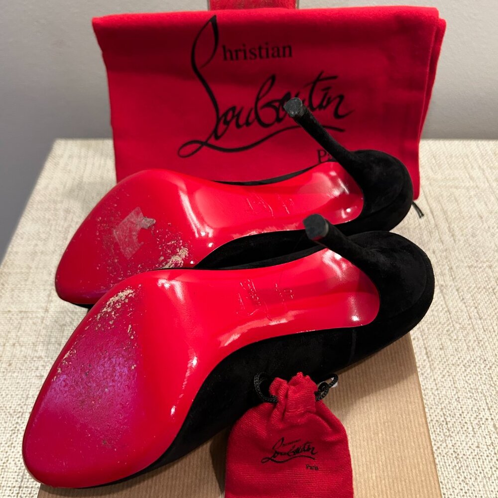 Christian Louboutin Dolly 100 MM Black Suede Pumps - Picture 7 of 7